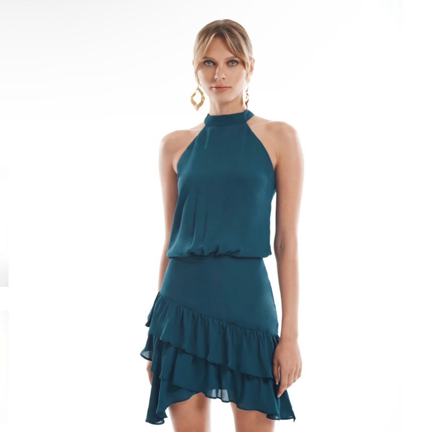 Nwt Krisa Halter Asymmetrical Ruffle Mini Xs